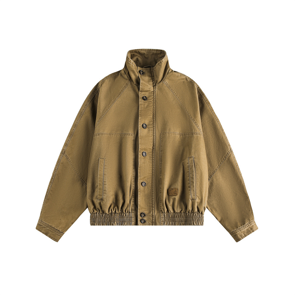 European And American High Street Stand Collar Patchwork Workwear Jacket Trendy Brand Loose New Versatile Men's Top_voghion.com