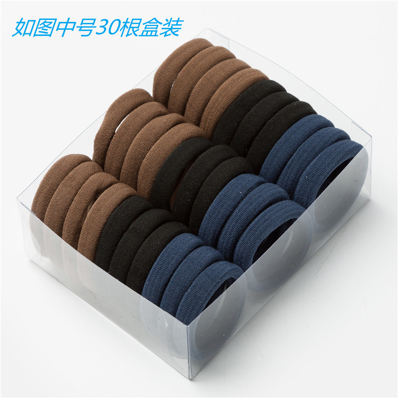 20 bandas para el cabello en caja Banda de goma elástica alta negra Anillo de toalla sin costura Cuerda de pelo elástica gruesa de alta cubierta de cuero simple Cuerda de pelo