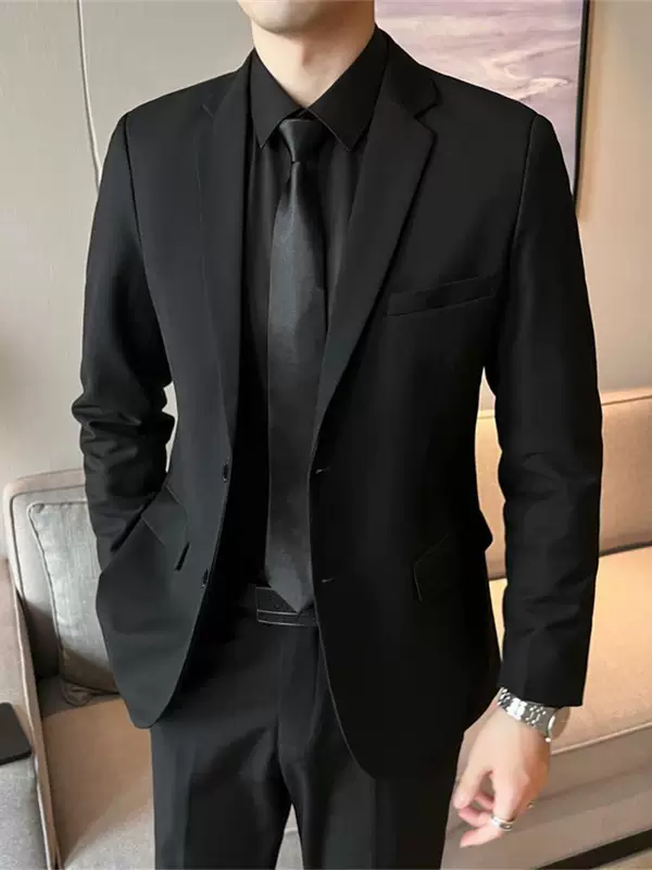 Черный классический пиджак для отдыха, slim fit, большой размер