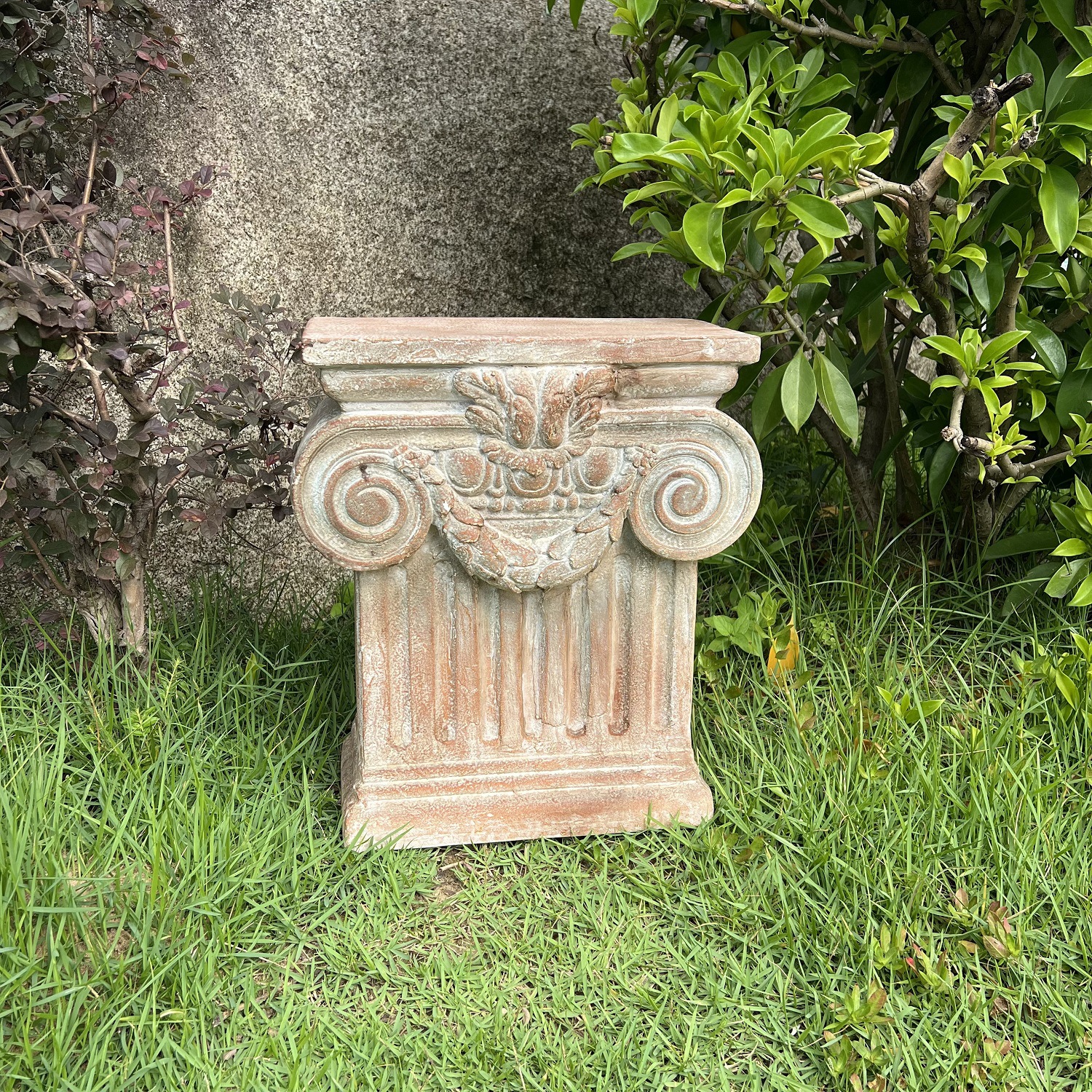 欧式复古做旧罗马柱别墅花园摆件庭院阳台底座盆垫装饰品摄影道具