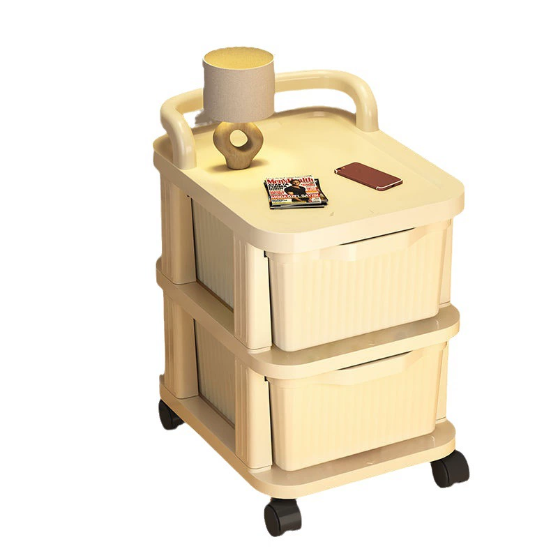 Multilayer Storage Cart Organizer, Mobile Drawer System, 1–5 Tier Transparent or Cream Frame