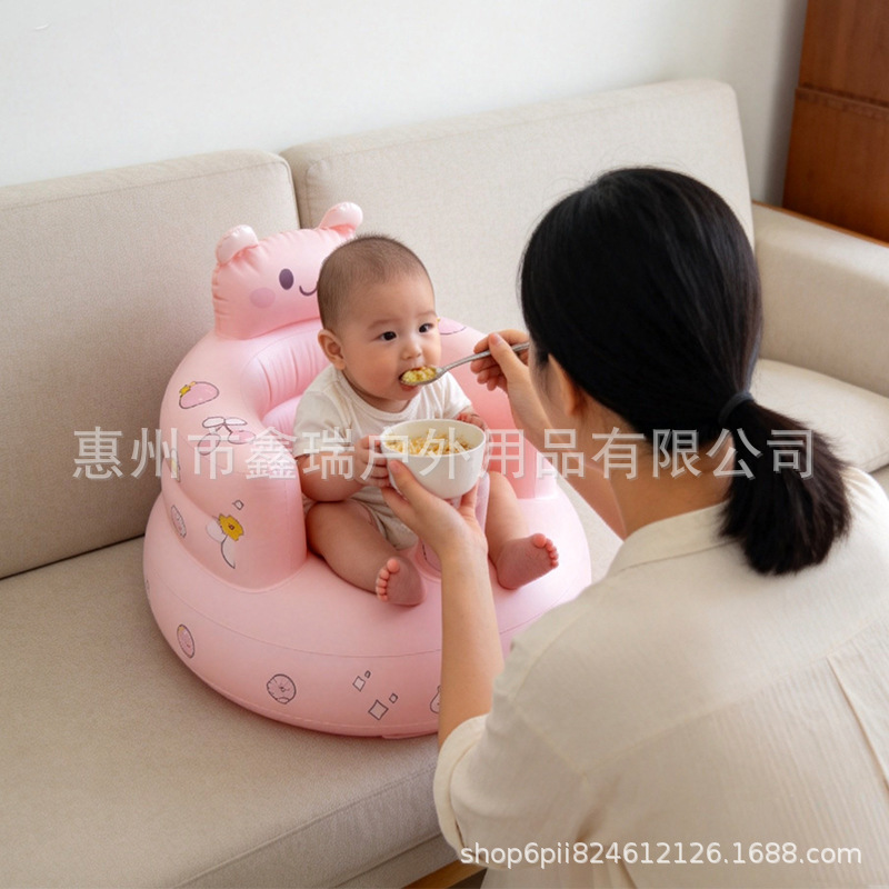 Portable Foldable Children's Dining Chair, Automatic Inflatable Baby Learning Chair, Waterproof Spine-Protecting Baby Sitting and Bathing Stool