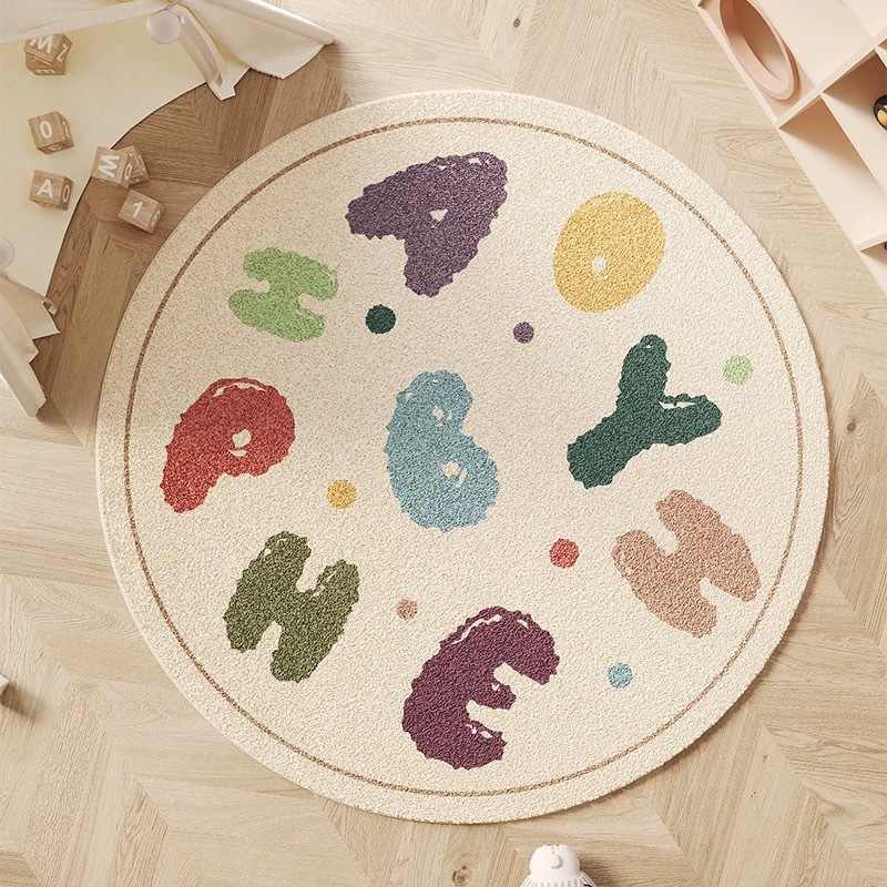 Alfombra de alta densidad de cachemira redonda moderna y simple para la sala de estar de la casa, silla de computadora, alfombra de cama del dormitorio