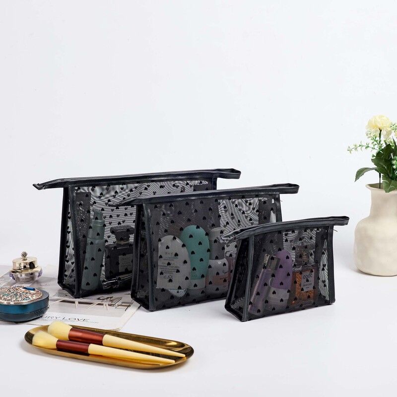 Portable Nylon Mesh Bag, Mesh Liner Bag, Cosmetic Bag, Travel Carry-On Air Cushion, Makeup Brush, Toiletry Storage Bag