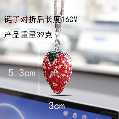 Interior Rhinestone Pendant Car | Car hanging - big-red-strawberry-car-pendant