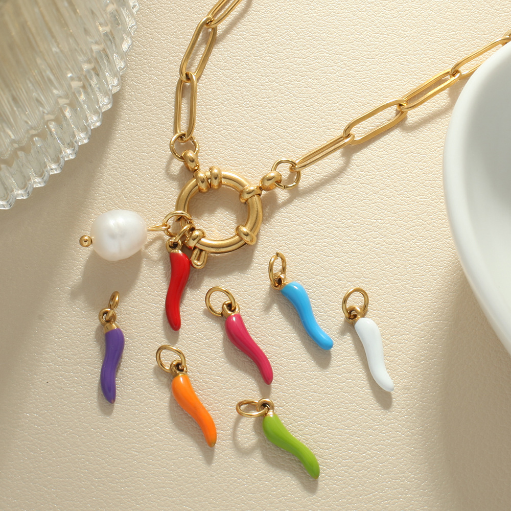 Paperclip Chain, snake chain Chain Type 1 Piece Quantity PVD Coated Real Gold Plated Geometric Chili 304 Stainless Steel Vintage Style Classic Style Waterproof Non Tarnish 304 Stainless Steel OT Clasp Toggle Clasp Closure Spring Ring Trigger Clasp Closure Pendant Necklace