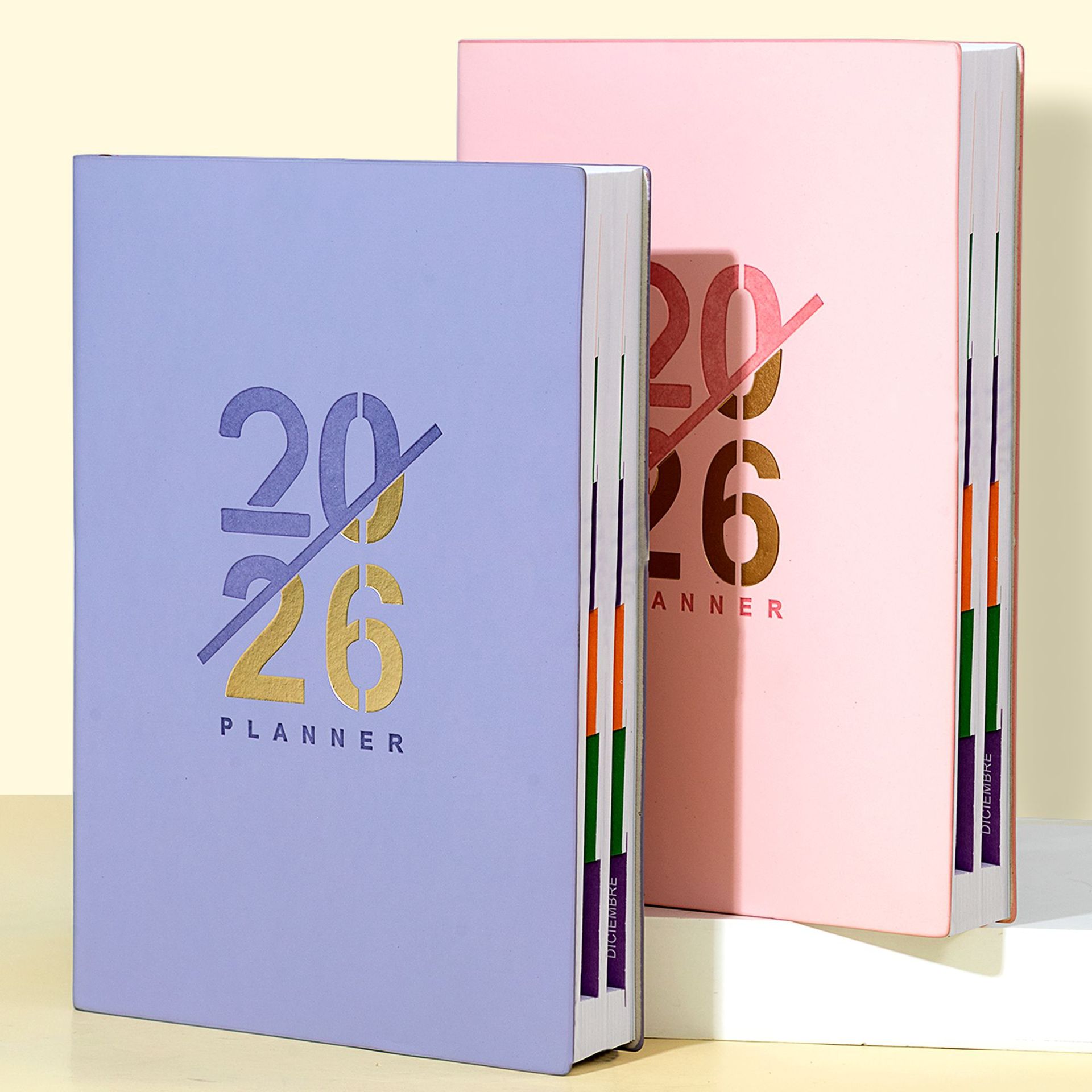 2026亚马逊新款英文日程本跨境计划本A5烫金笔记本规划年历本现货