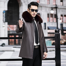 黄金貂内胆皮夹克男狐狸毛领加厚绵羊皮海宁新款高端皮草真皮衣