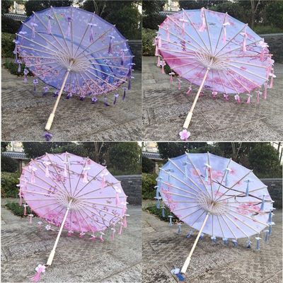 Antiquity Hanfu tassels Petal dance Dance Umbrella cheongsam Catwalk Silk umbrella photograph prop Decorative umbrella