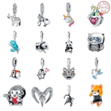 原创新款925纯银熊猫变色龙大象吊饰珠子DIY饰品配件手链跨境爆款