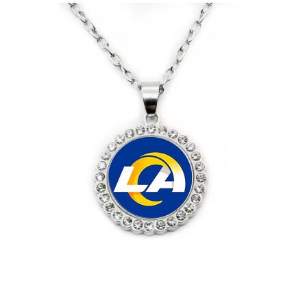 Cross-Border European and American Nfl 32 Team Football Team Logo Necklace Oval Enamel Pendant Lightning Goat Dolphin
