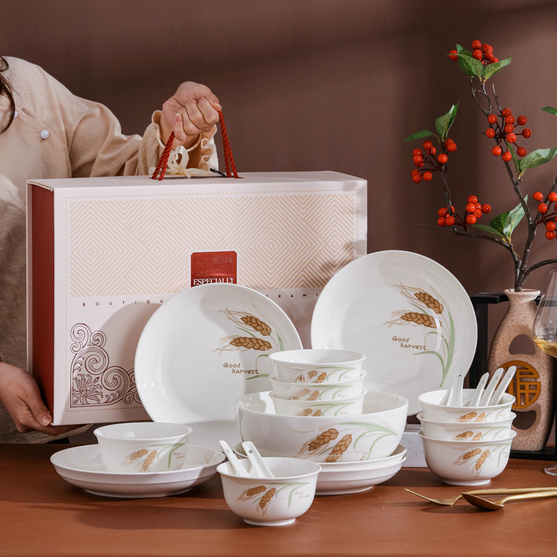 Chinese ceramic bowl chopsticks suit set bowl gift box company opening activities will sell gifts practical bowls to give small gifts