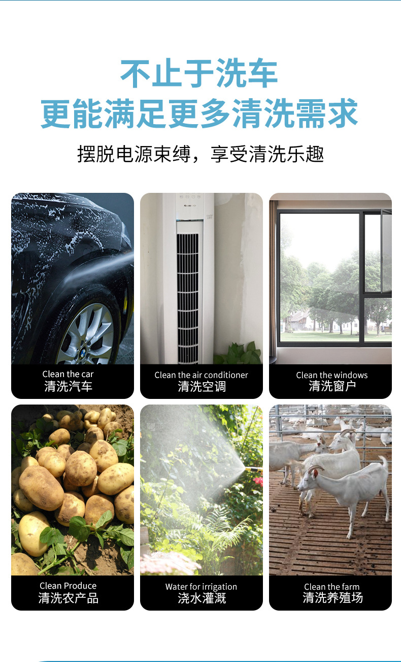 High-Pressure Lithium Battery Car Washer Set Portable Cordless Cleaning Tool