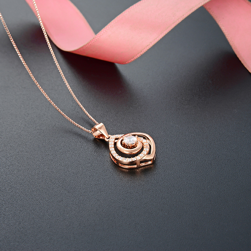 Corea del Sur moda simple elegante clavícula cadena collar accesorios s925 plata esterlina simple viento-Giro en forma de vórtice ZIRCON colgante para mujeres