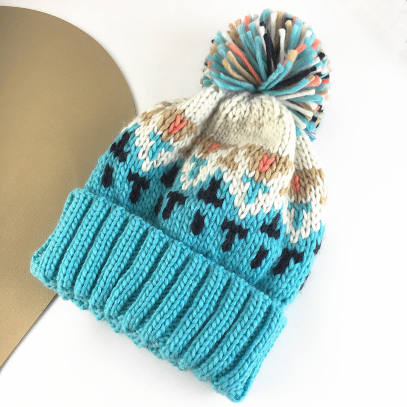 Unisex Cute colorful woolen hat for women autumn and winter warm earmuffs curled edge knitted hat earmuffs pullover cap_voghion.com