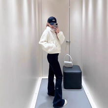 alo纯色腿标小logo针织喇叭裤阔腿裤女修身微喇拖地神裤长裤显瘦