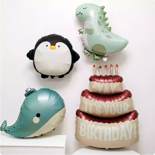 Мультяшные животные динозавры медвежонок кит алюминиевый воздушный шар декоративная сцена для мероприятия по случаю дня рождения