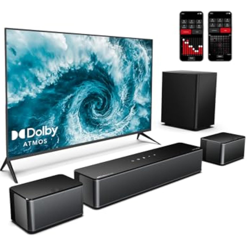 Dolby Atmos Soundbar 5.1 Surround Sound 410W Peak Power Wired Surround Speaker HDMI Dolby Atmos Soundbar 5.1 Surround Sound 410W Peak Power Wired Surround Speaker HDMI