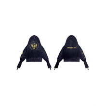 PROJECT G/R  双头鸟连肩手套做旧磨破拉链卫衣