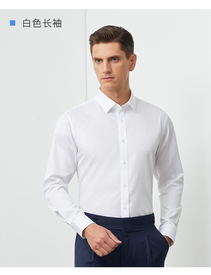 Áo sơ mi nam dài tay cotton 140s cổ vuông chống nhăn không cần ủi form vừa vặn — Màu xanh nhạt-dài tay-cổ vuông-02, Trắng dài tay-cổ vuông-01, Xám dài tay-Cổ vuông-07 chi tiết 17