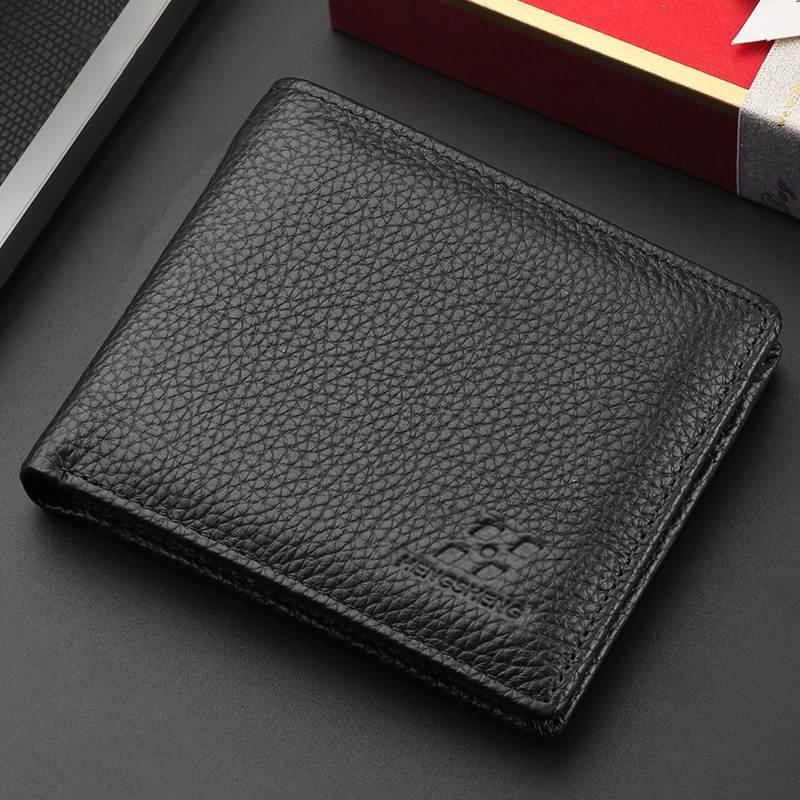 Men's ultra-thin genuine leather wallet with multiple card slots, business large-capacity men's wallet, genuine leather horizontal wallet