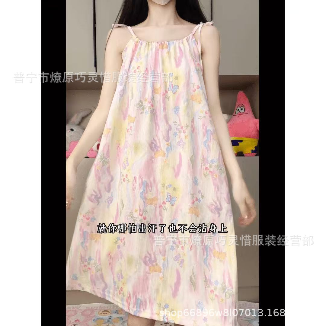 Pijama de cabina para mujeres polvo de cereza de verano algodón trenzado cojín de pecho pijama largo viento rojo de primavera y verano ropa para el hogar