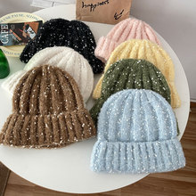 含羊毛~雪花点点保暖针织毛线帽女秋冬新款防风保暖显脸小帽子潮