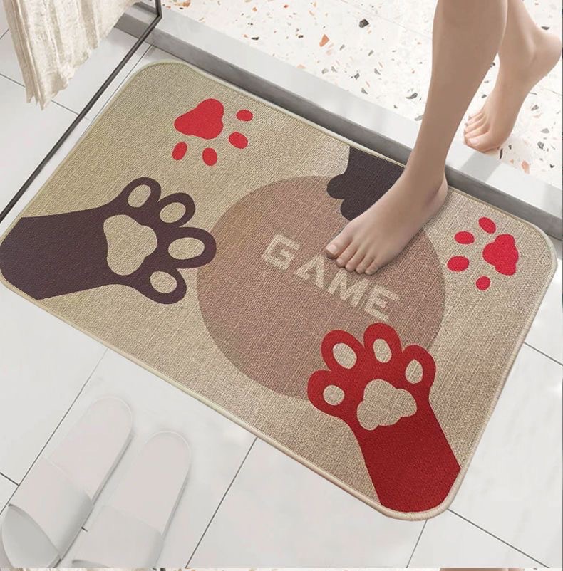 Cross-border Linen Floor Mat Bathroom Anti-slip Mat Door Mat Household Bathroom Absorbent Wear-resistant Washable Door Mat