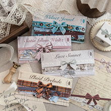 糖诗长条硬卡贴纸 时光饰礼系列 复古礼物装饰包装蝴蝶结创意贴纸