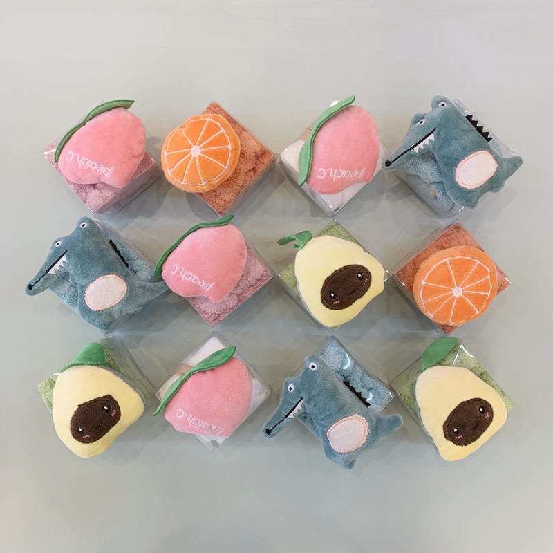 Cartoon peach avocado small crocodile towel wedding Full Moon gift towel wedding accessories coral fleece square towel