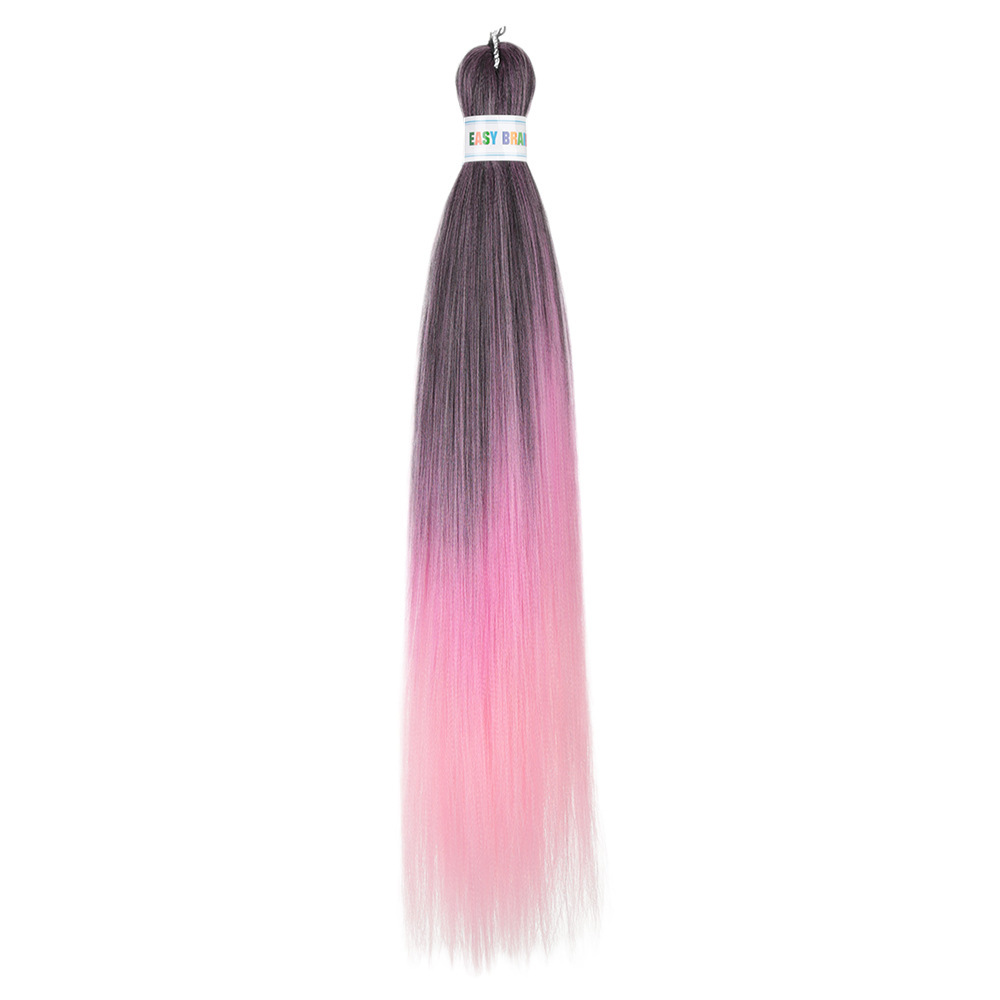 Trenzas fáciles de hacer de 26 pulgadas, cabello sintético colorido, trenzas grandes EZ, fibra sintética de baja temperatura, color degradado, cabello largo y liso.