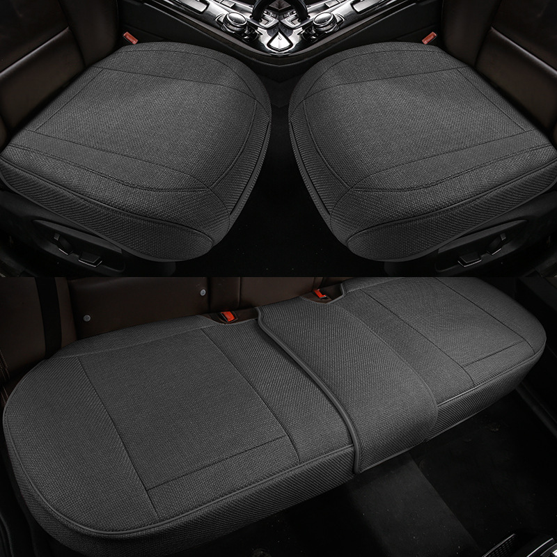New Full-Coverage Linen Car Seat Cushion for Single Front Seat, Breathable and Suitable for All Seasons, Cross-Border Purchase with Labeling