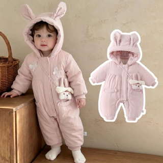 宝宝冬款衣服加厚夹棉婴儿连体衣卡通可爱女宝宝棉服新生儿外出服