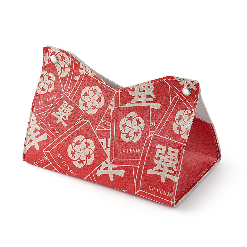 Caixa de toallas de mahjong rojo festivo, caja de extracción de papel de sala de estar doméstica, caja de extracción de papel de lujo, caja de almacenamiento de extracción de papel de alto nivel, restaurante 2025