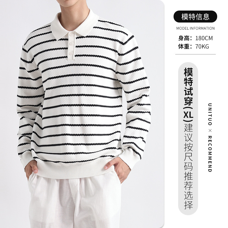 La ropa de hombre de estilo antiguo suéter de piña para hombre lujoso camiseta polo de manga larga de lujo camiseta de punto con solapa