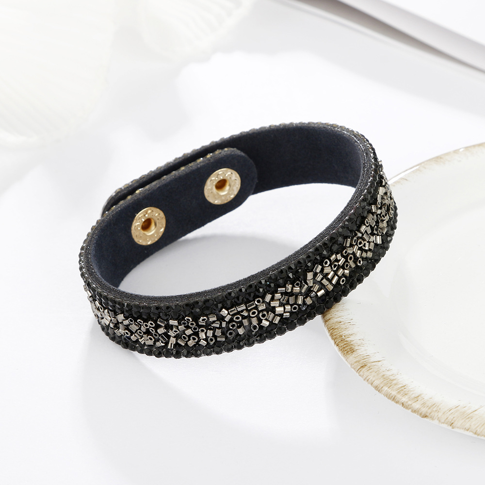 wholesale jewelry retro color splicing inlaid diamond snap button bracelet nihaojewelry