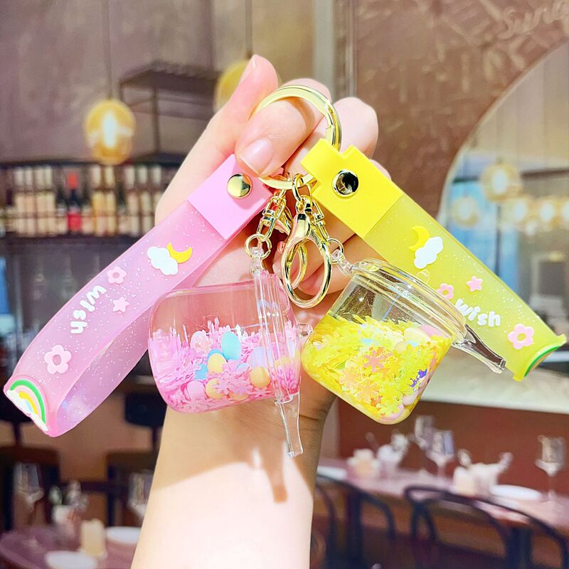 Creative oil pressure cooker keychain acrylic key chain car bag pendant ornaments small gift wholesale