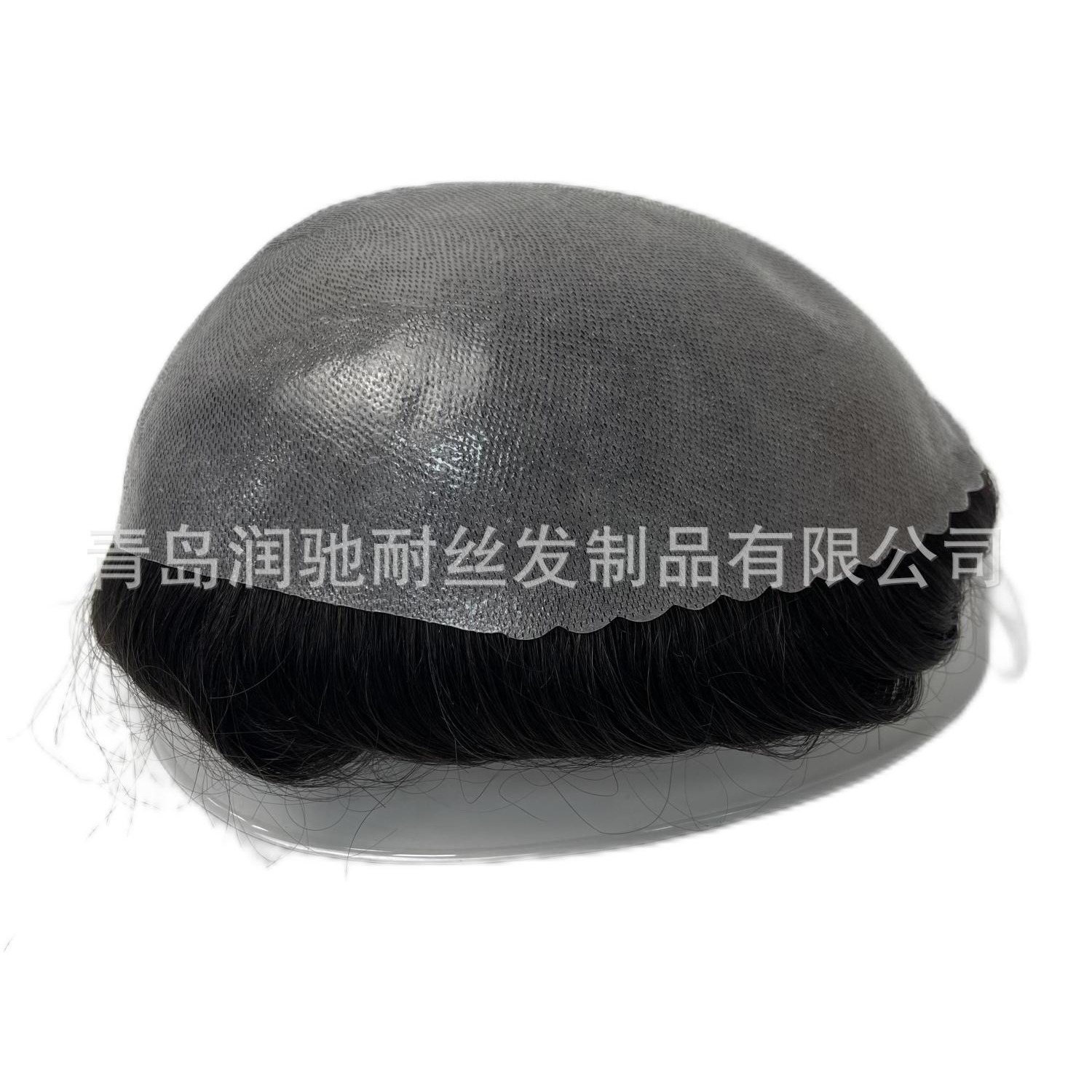 Bloqueo de cabello comercio exterior piel vieja mitad de botón ondulado borde natural línea de cabello fábrica directa peluca de hombre