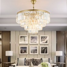 后现代客厅水晶灯美式圆形轻奢金色简约大气卧室酒店北欧餐厅吊灯