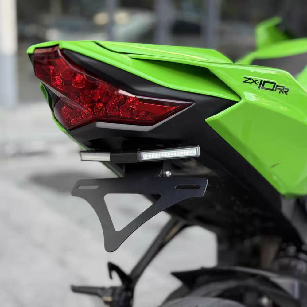 Suitable for Kawasaki ZX-10R modified folding short-tail license plate holder with sequential turn signals, 2020-2028