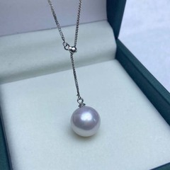 諸暨淡水養殖珍珠S925銀肖邦Y鏈調節單顆兩色強光細微暇吊墜項鍊