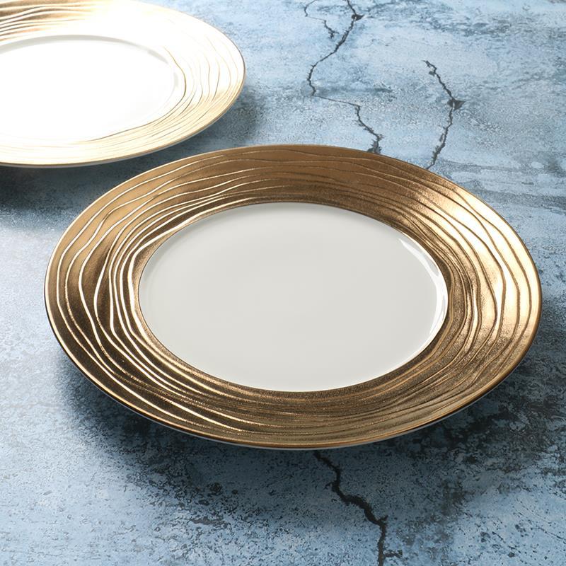 [Una marca de producto único final de Torre] Serie de lujo placa de oro local [Nueva porcelana de Hueso] placa occidental hueso nuevo
