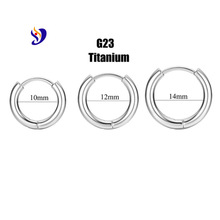 G23钛合金简约线圈耳环时尚经典百搭男女同款F136圈圈圆线耳扣