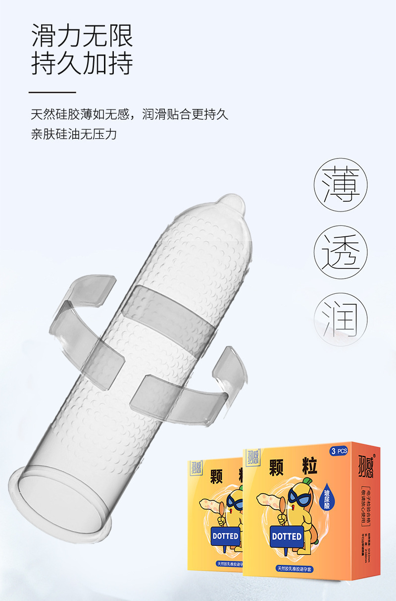 Feather-Feel Granules Condoms 3-Pack, Ultra-Thin Natural Latex with Hyaluronic Acid — detail image 3