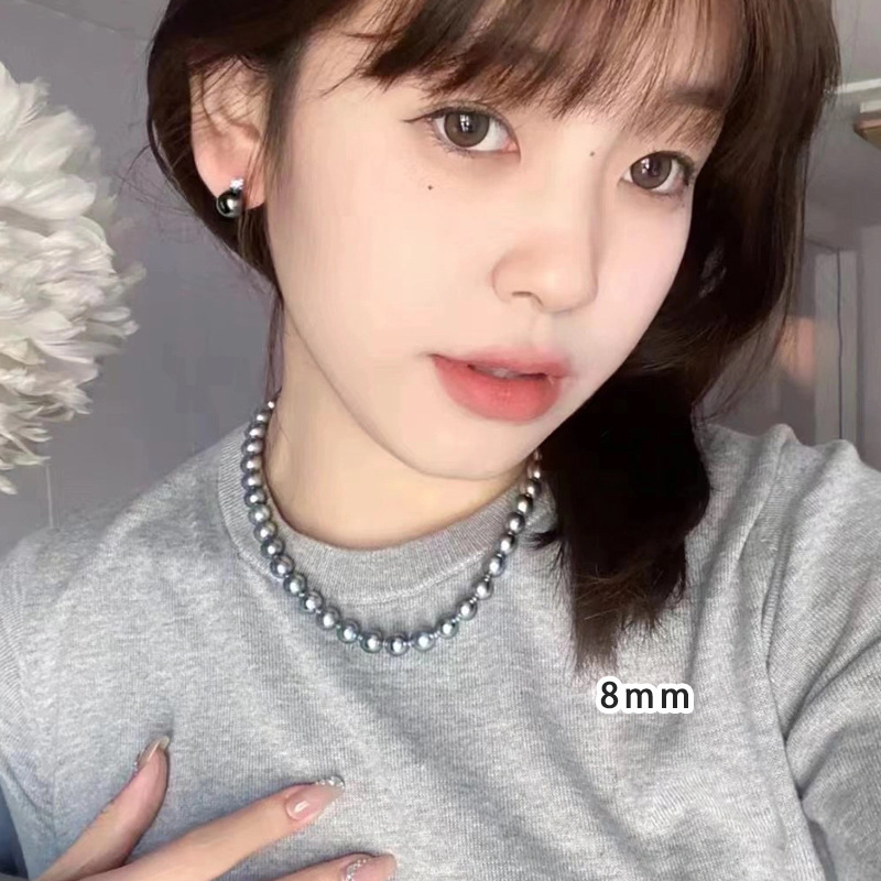 Light silver gray Shijia pearl 8mm [European and American fashion style]