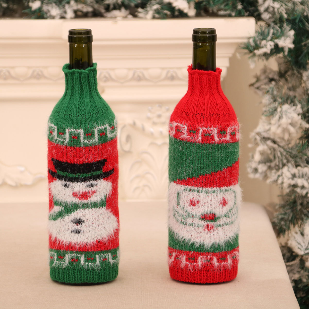 Nuevo suéter de lana de Navidad cubierta de botella de vino cubierta de vino tinto Navidad decoración de mesa de hotel