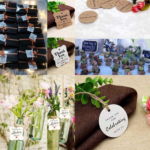 100pcs/pack wholesale thank you tags holiday gift tags with twine wedding decorations