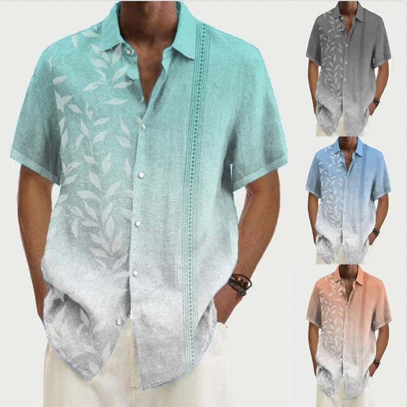 Cross-border foreign trade summer new plus size men's fashion digital printing short sleeve shirt source manufacturers a generation of hair