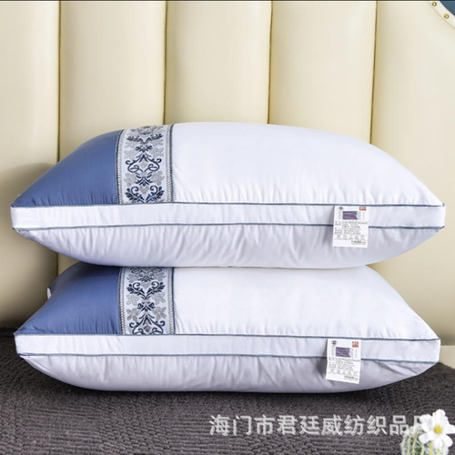 Factory direct sales single embroidered three-dimensional pillow core hotel wholesale dropshipping machine washable student adult pillow
