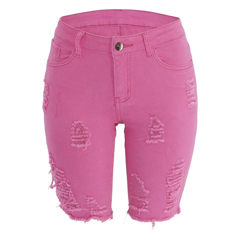 Primavera y verano nuevo Amazon Comercio exterior estación independiente caramelo color rasgado más tamaño de las mujeres jeans 2023 nuevo